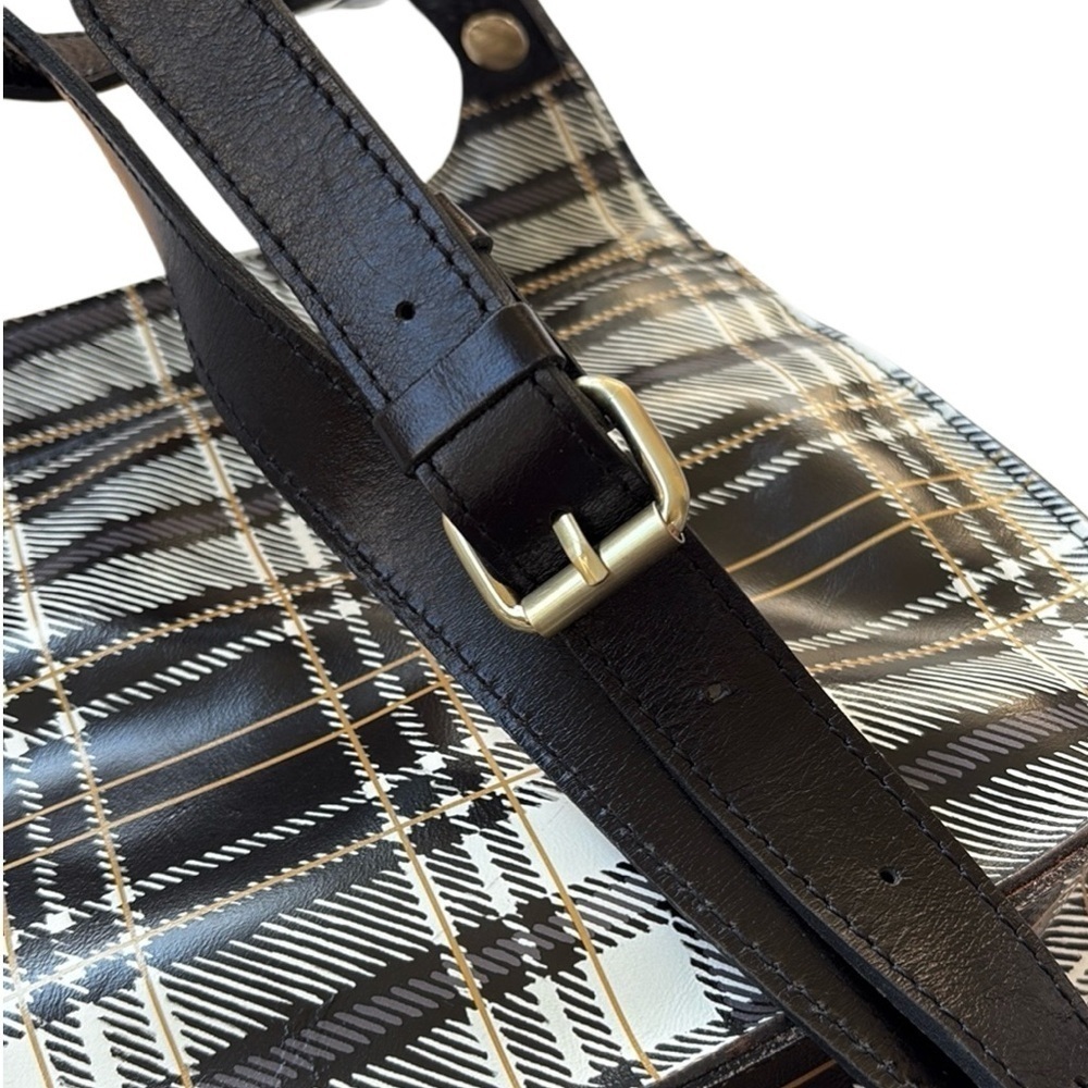 NWT Patricia Nash Leather London Plaid Double Compartment Crossbody Saddle Bag - Picture 7 of 16